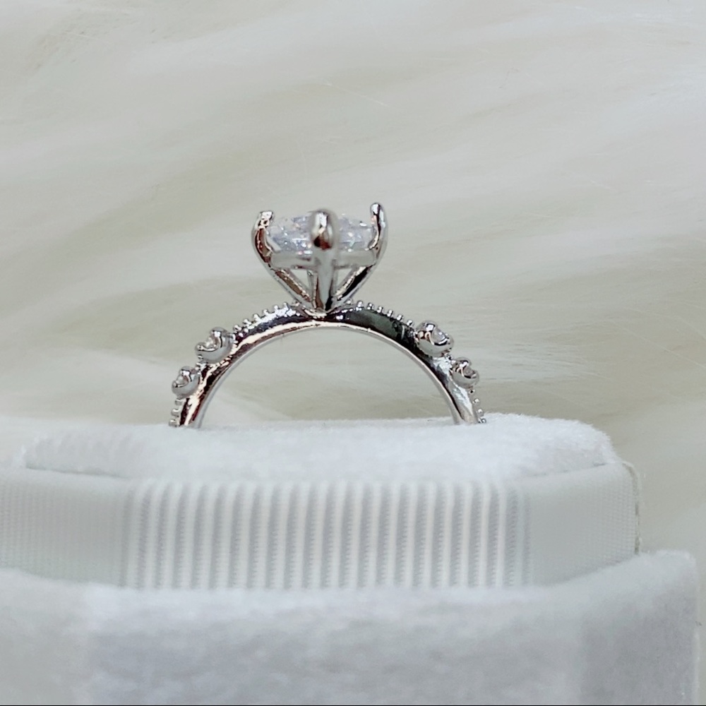 14k white gold 3 CT diamond ring marquise engagement wedding solitaire - Picture 10 of 12
